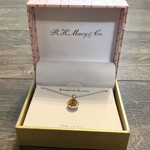 R.H Macys Crystal & Sterling Silver Pendant W/ 18” Chain‎ NEW